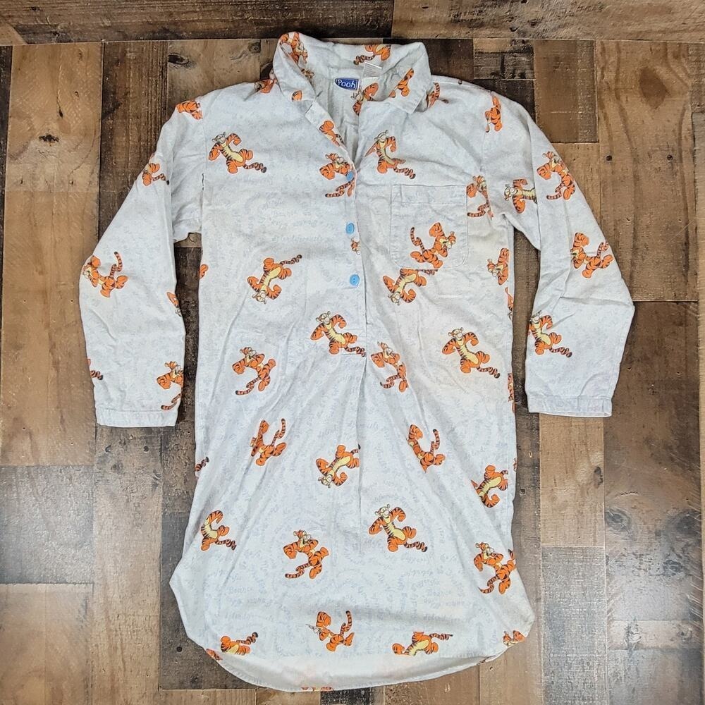 Tigger‎ Vintage 90s Sleepwear Night Gown Womens XS Disney Winnie The Pooh Blue